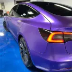 Matte Satin Chrome Purple Car Vinyl Wrap Tesla