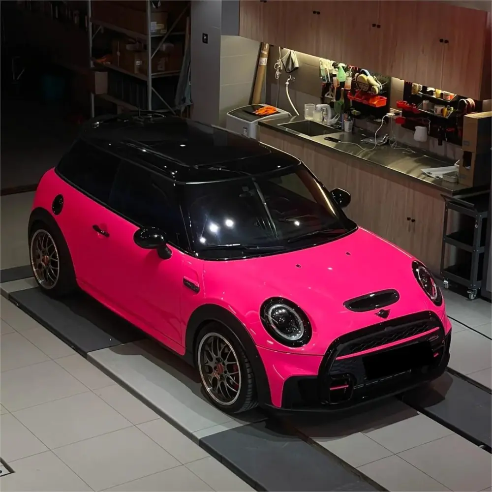 Gloss Fluorescent Pink Car Vinyl Wrap