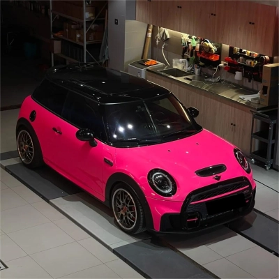 Gloss Fluorescent Pink Car Vinyl Wrap 02