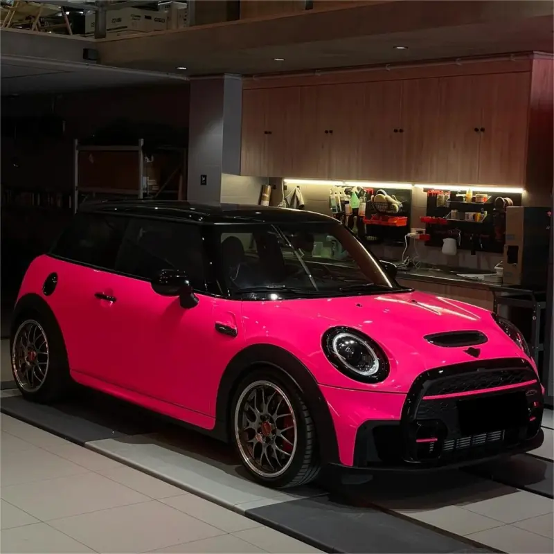 Gloss Fluorescent Pink Car Vinyl Wrap