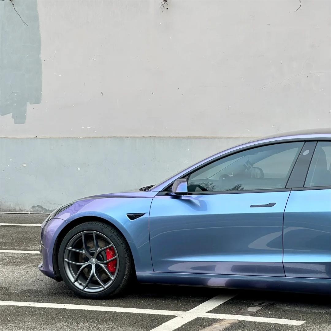 Gloss Metallic Chameleon Grey Purple Car Vinyl Wrap