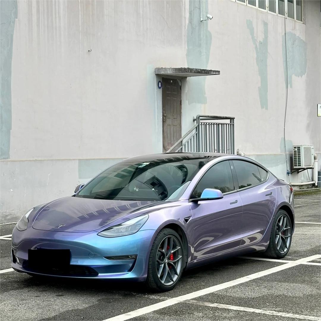 Gloss Metallic Chameleon Grey Purple Car Vinyl Wrap