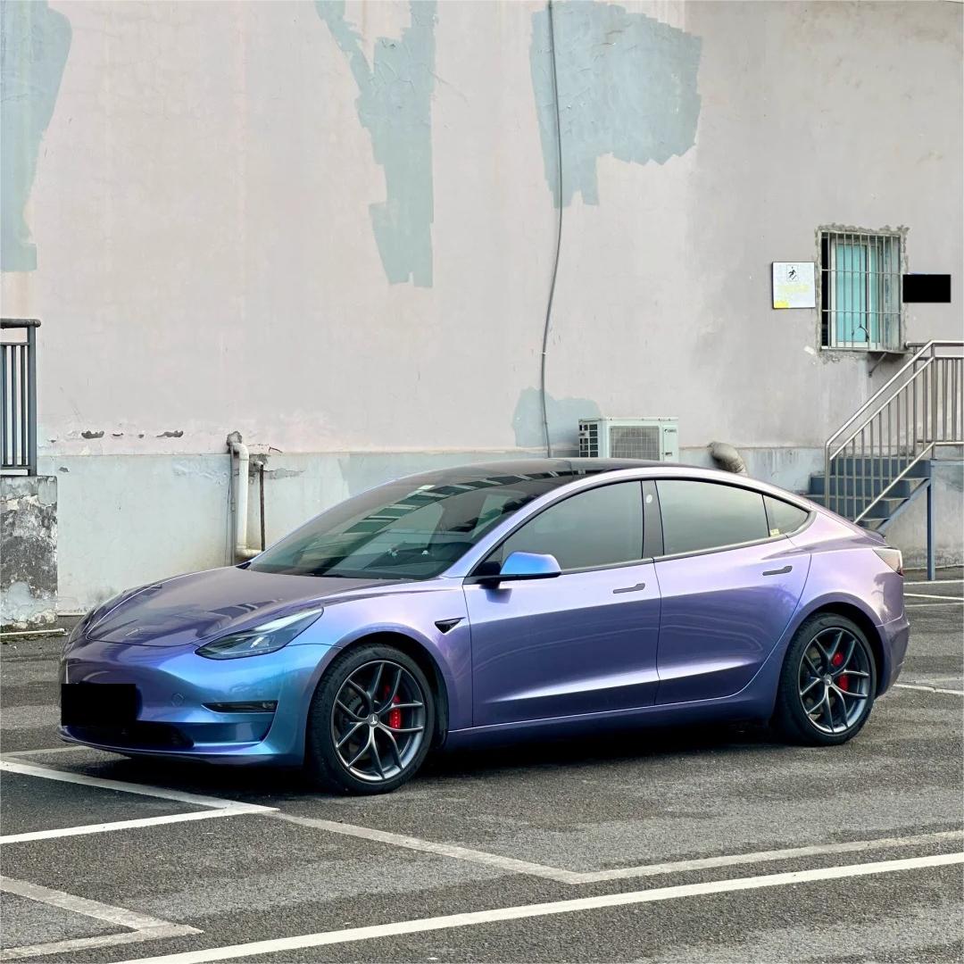 Gloss Metallic Chameleon Grey Purple Car Vinyl Wrap