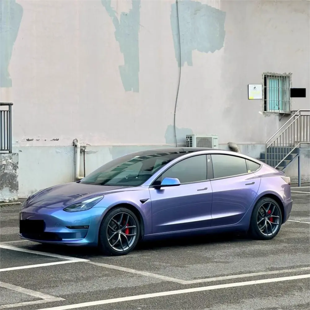 Gloss Metallic Chameleon Grey Purple Car Vinyl Wrap