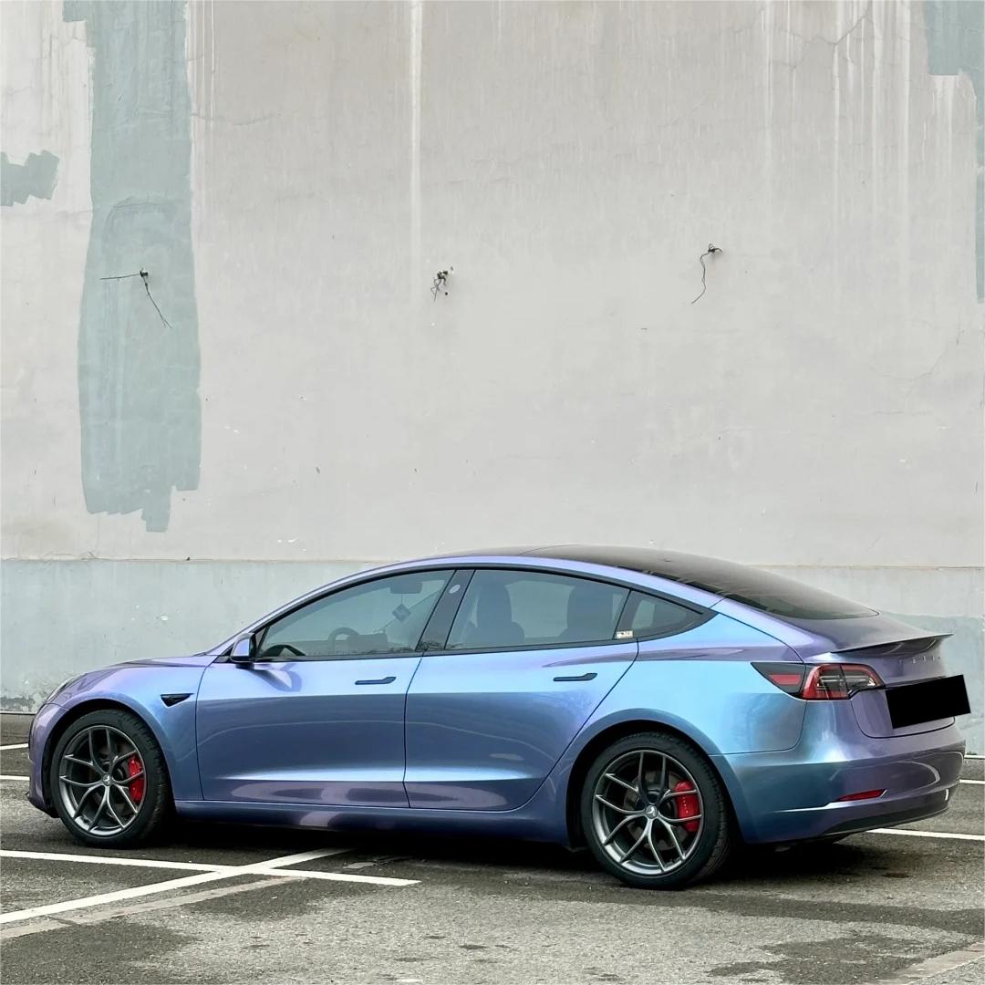 Gloss Metallic Chameleon Grey Purple Car Vinyl Wrap