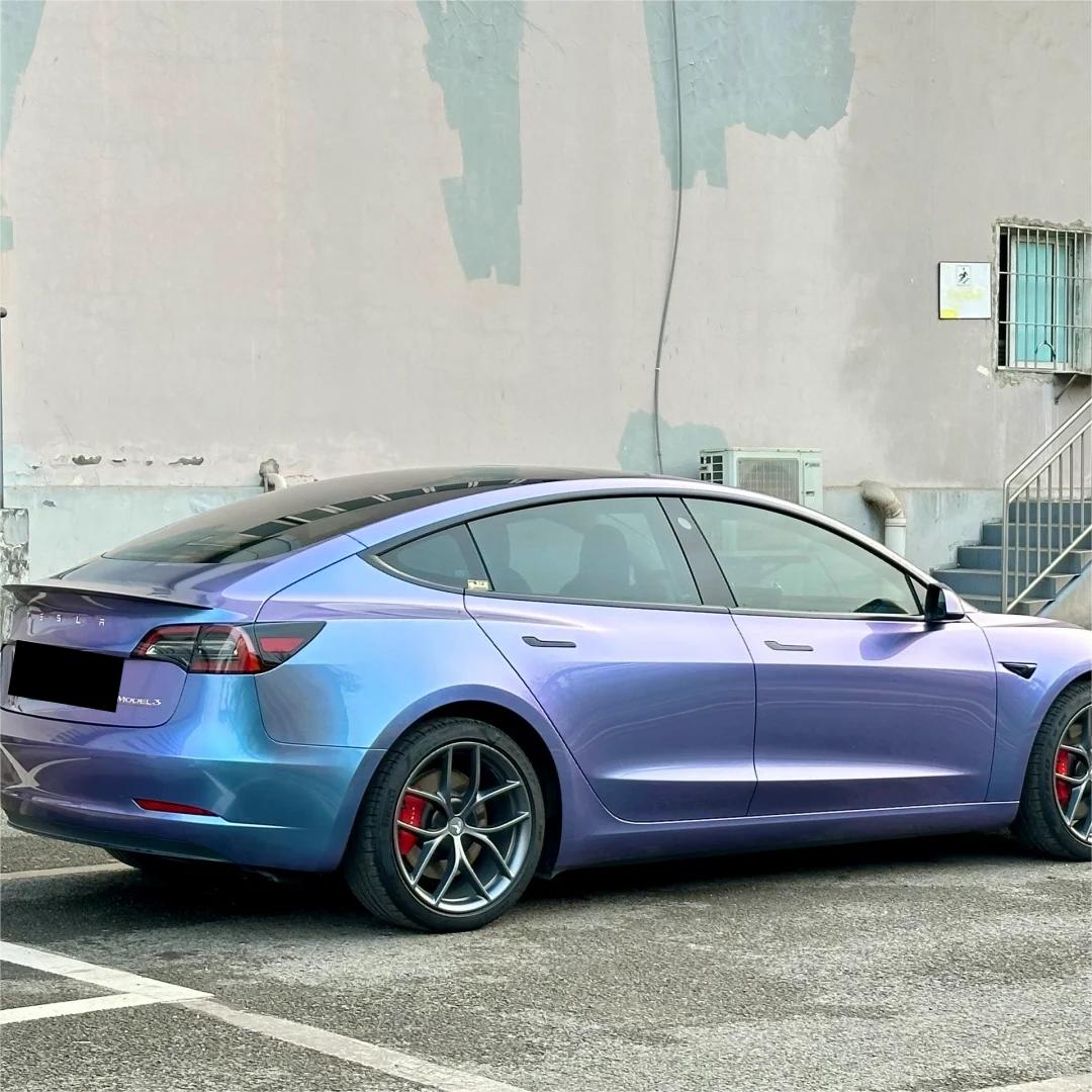 Gloss Metallic Chameleon Grey Purple Car Vinyl Wrap