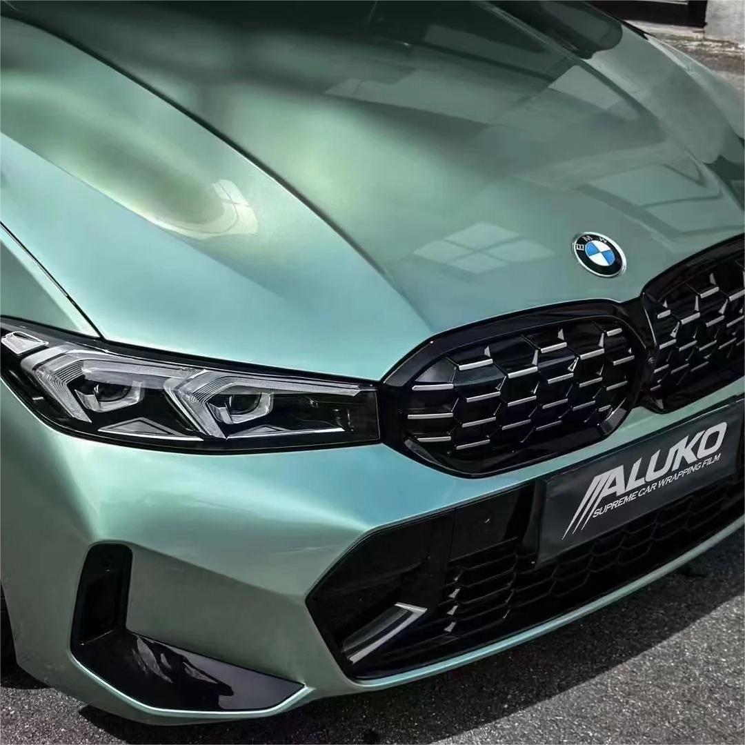 Gloss Metallic Francesca Green Car Vinyl Wrap Ferrari PET