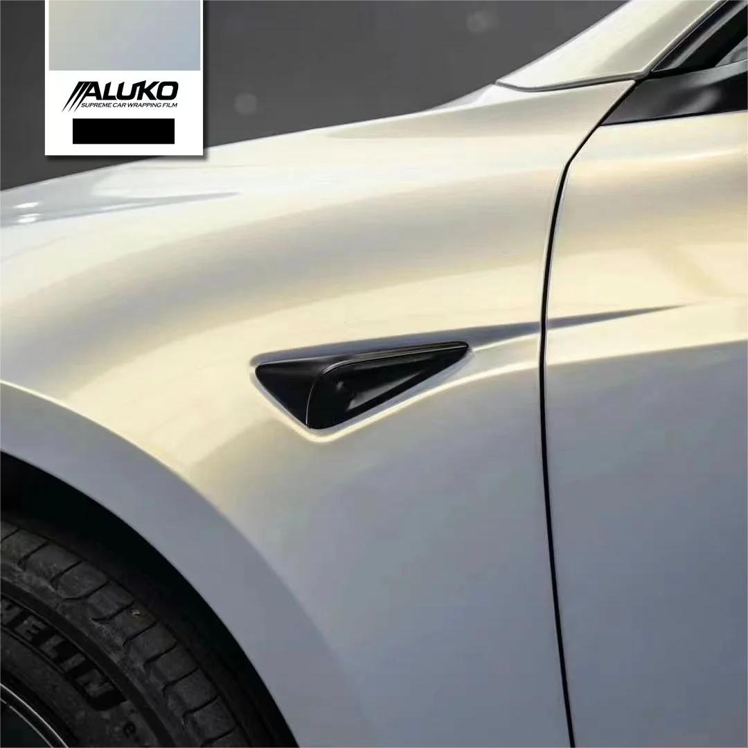 Gloss Metallic Gold Grey Car Vinyl Wrap 