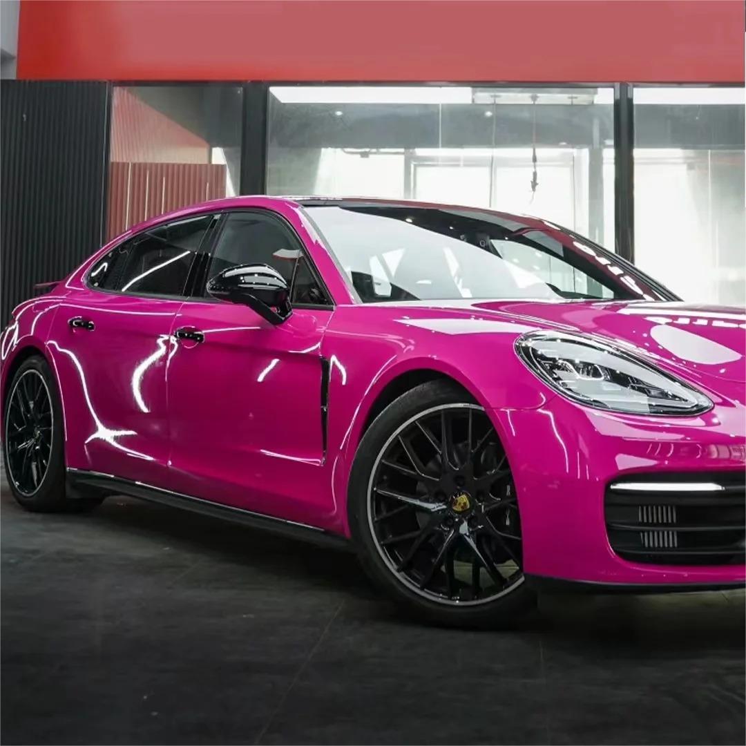 Gloss Crystal Rose Red Car Vinyl Wrap PET