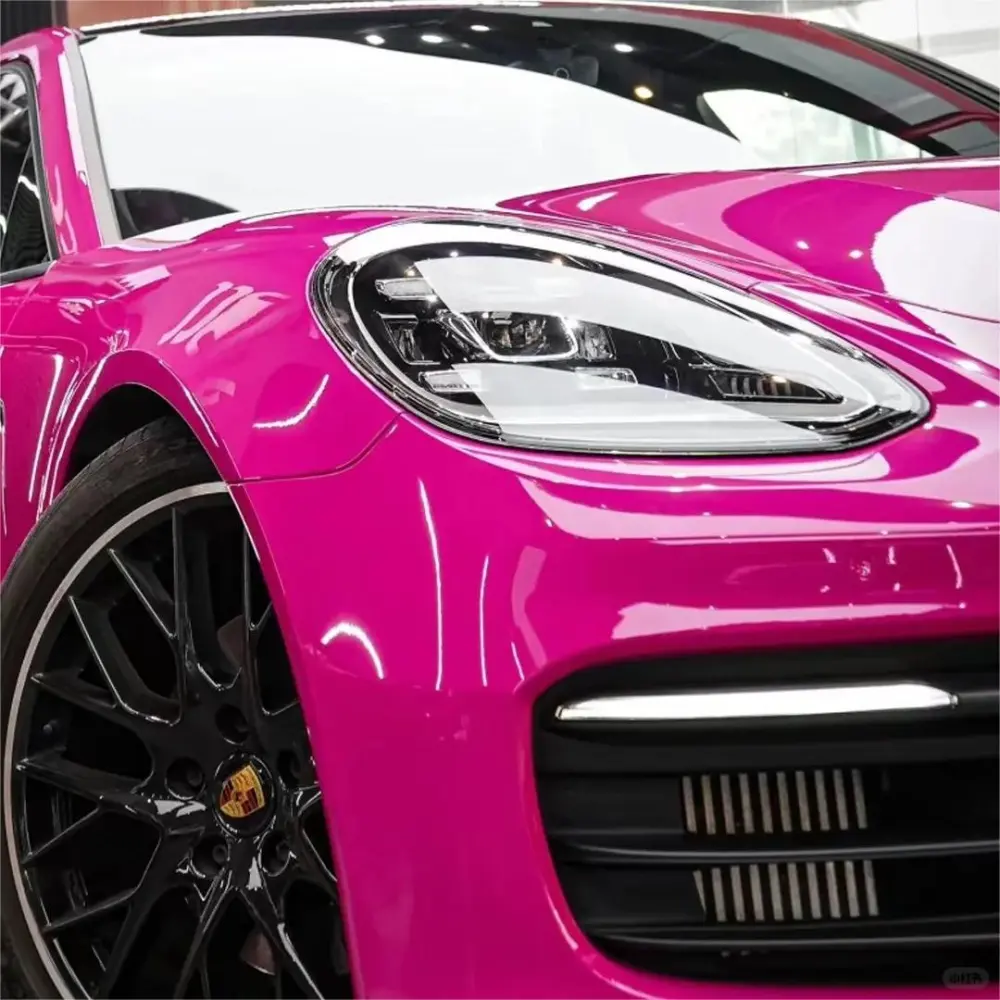 Gloss Crystal Rose Red Car Vinyl Wrap PET
