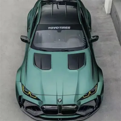 Matte Metallic Satin Hunter Green Car Vinyl Wrap 02