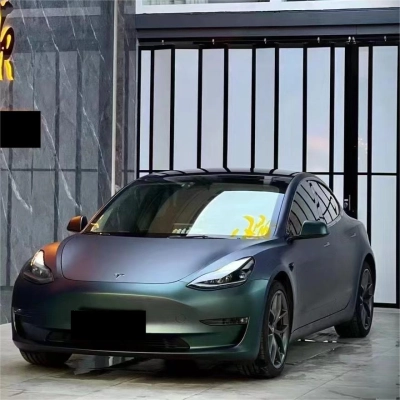 Matte Diamond Aurora Green Car Vinyl Wrap 02