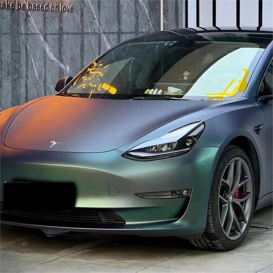 Matte Diamond Aurora Green Car Vinyl Wrap