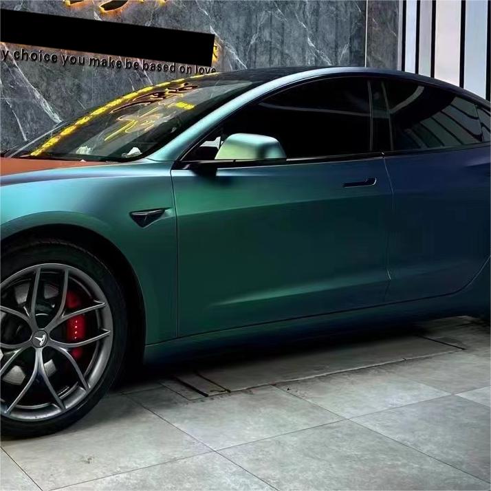 Matte Diamond Aurora Green Car Vinyl Wrap