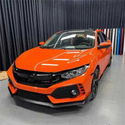 Gloss Crystal Orange Car Vinyl Wrap PET 02