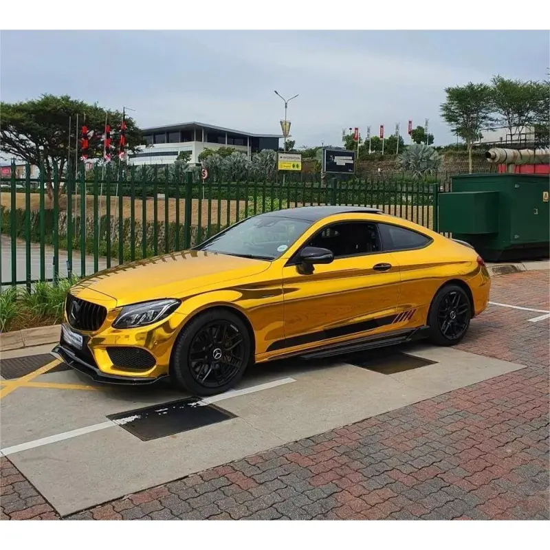 Gloss Mirror Chrome Gold Car Vinyl Wrap 