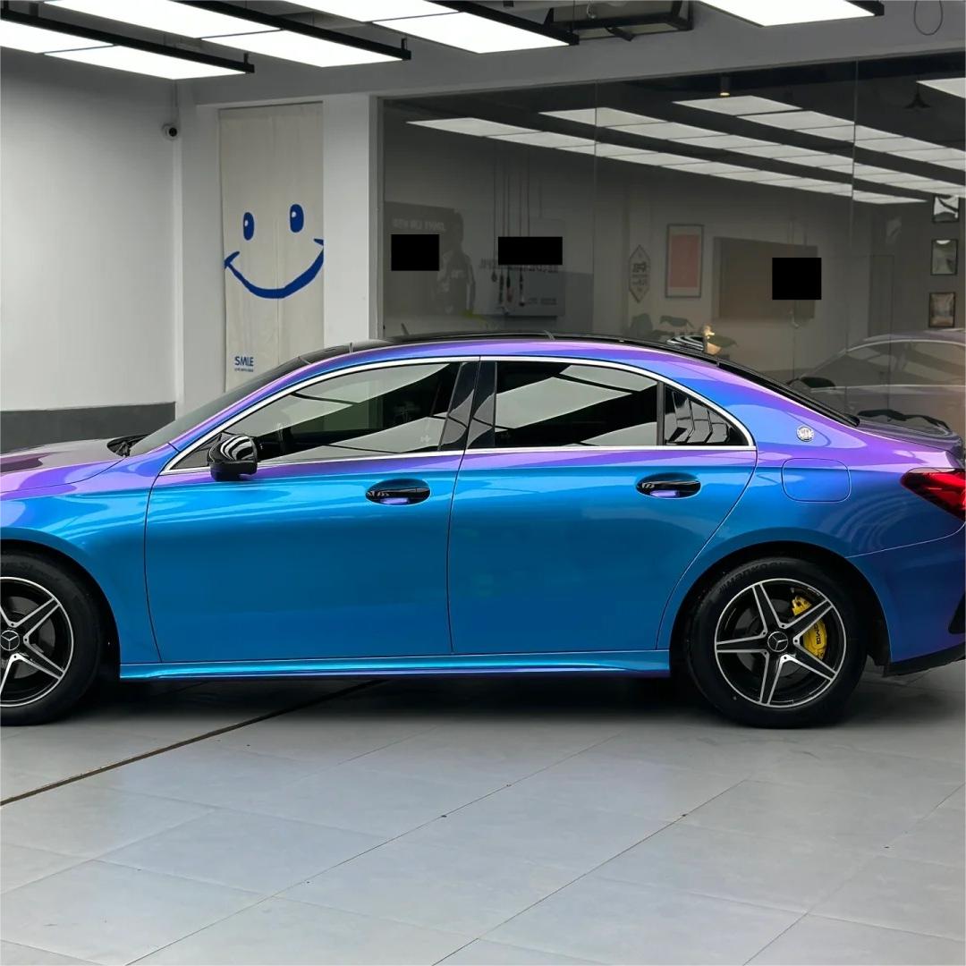 Gloss Chameleon Blue Purple Car Vinyl Wrap
