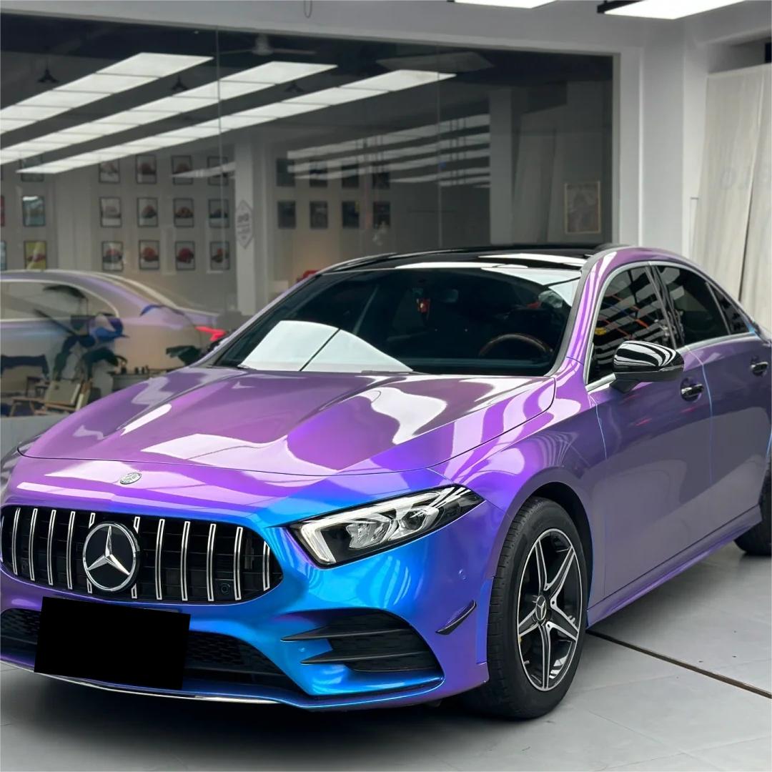 Gloss Chameleon Blue Purple Car Vinyl Wrap