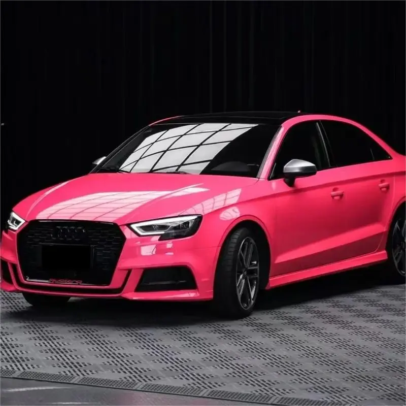Gloss Fluorescent Pink Car Vinyl Wrap