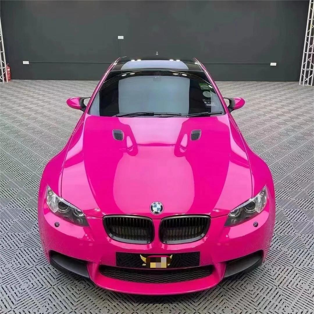 Gloss Crystal Rose Red Car Vinyl Wrap PET