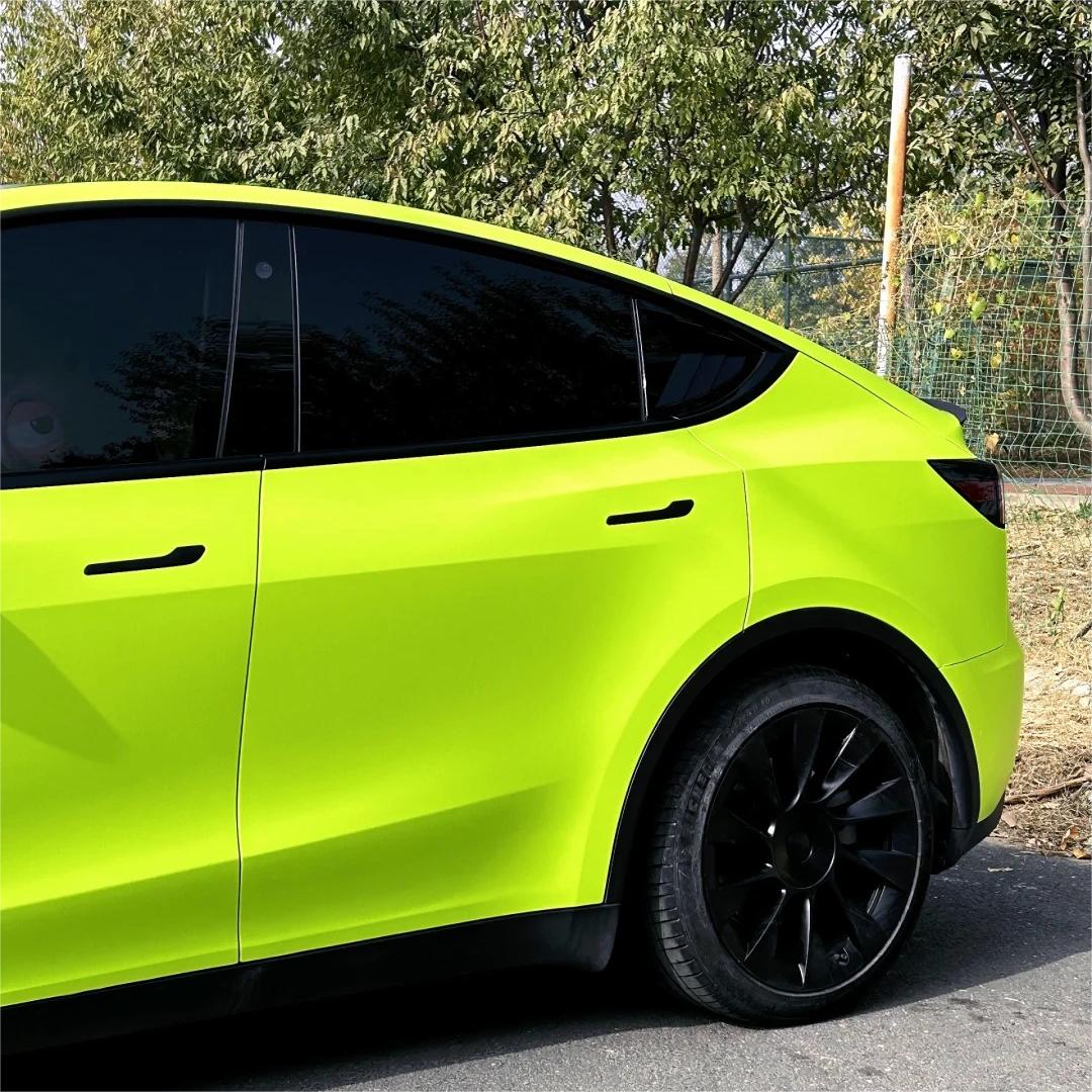 Matte Ultimate Flat Fluorescent Yellow Car Vinyl Wrap PET
