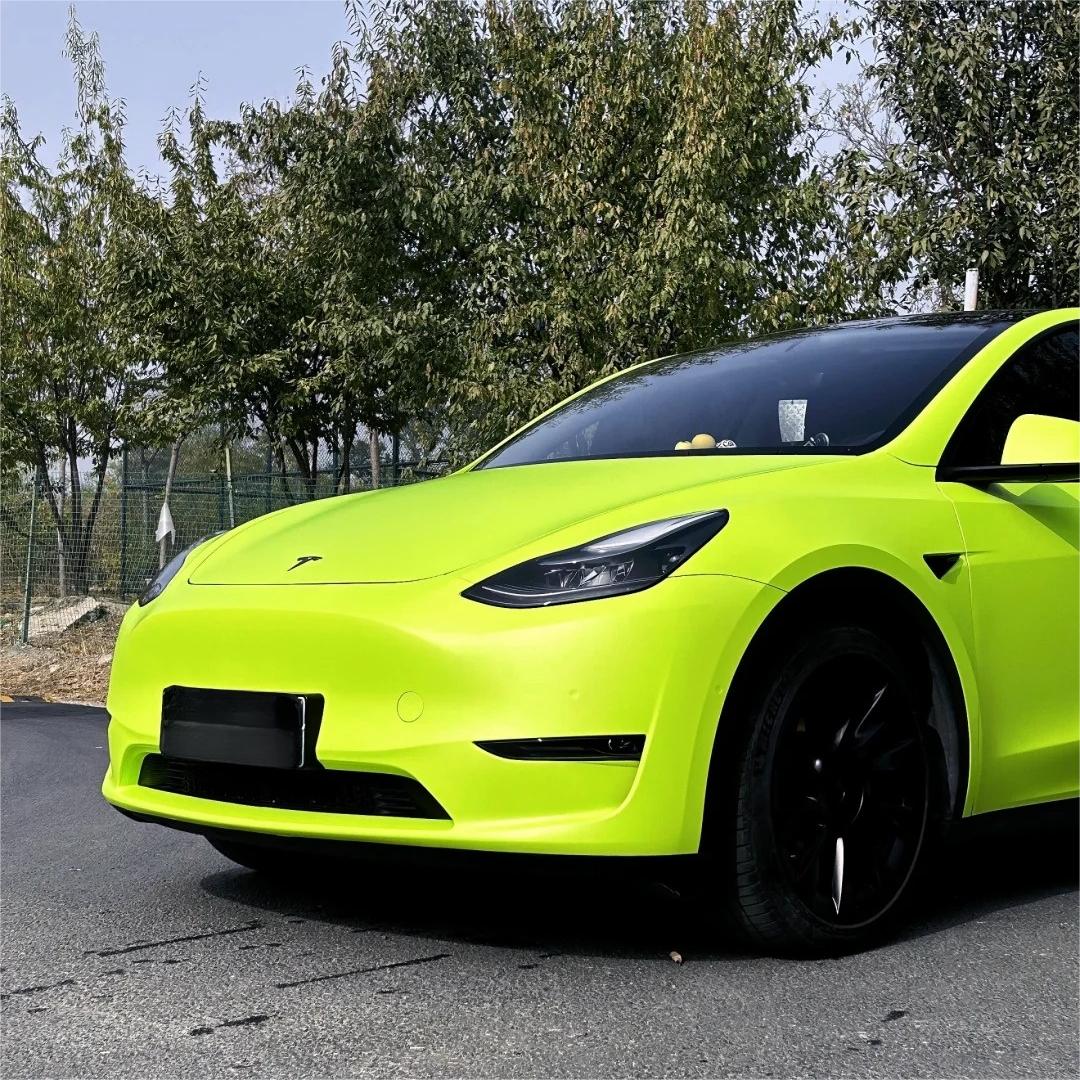 Matte Ultimate Flat Fluorescent Yellow Car Vinyl Wrap PET