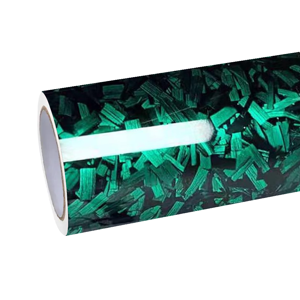 Gloss Green Forged Carbon Fiber Car Vinyl Wrap PET 