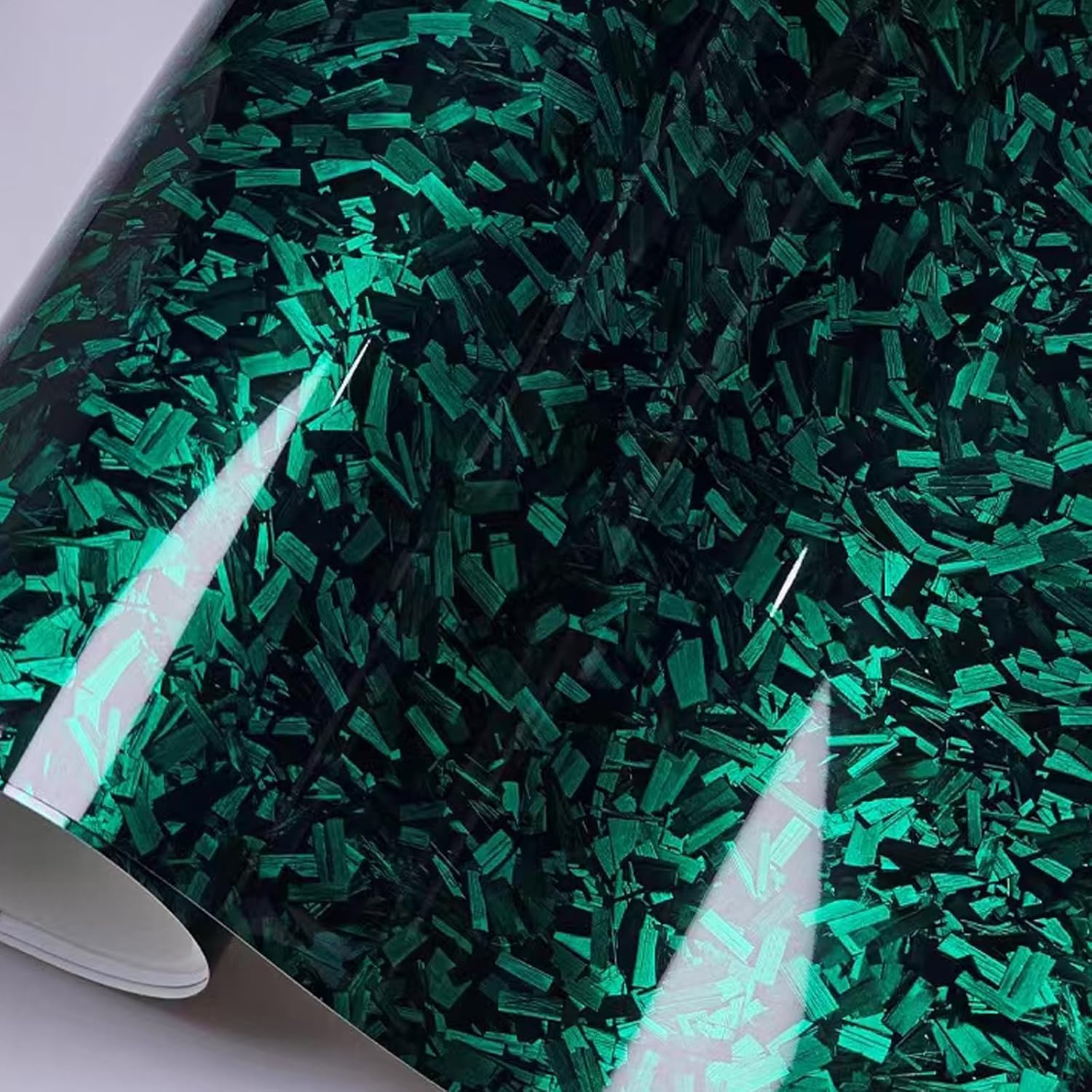 Gloss Green Forged Carbon Fiber Car Vinyl Wrap PET 