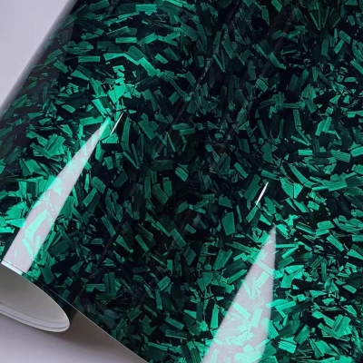 Gloss Green Forged Carbon Fiber Car Vinyl Wrap PET  02