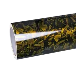 Gloss Yellow Forged Carbon Fiber Car Vinyl Wrap PET 
