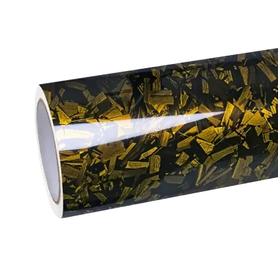 Gloss Yellow Forged Carbon Fiber Car Vinyl Wrap PET  01