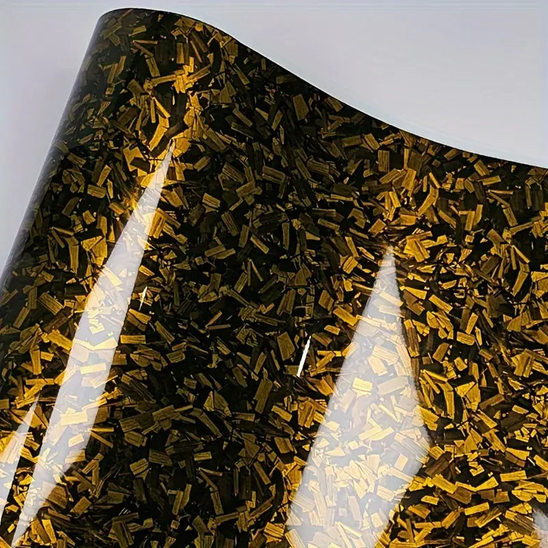 Gloss Yellow Forged Carbon Fiber Car Vinyl Wrap PET 