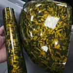 Gloss Yellow Forged Carbon Fiber Car Vinyl Wrap PET 