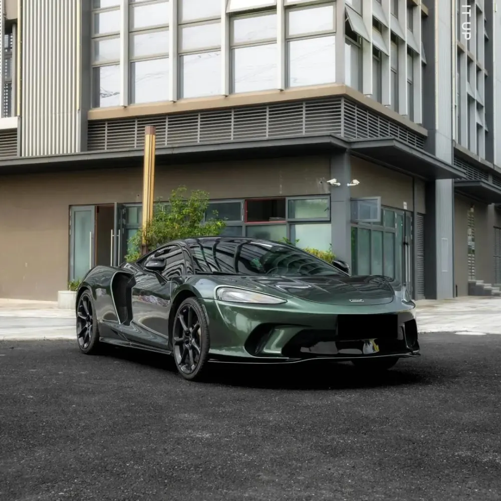 Gloss Metallic Oak Green Car Vinyl Wrap Porsche PET
