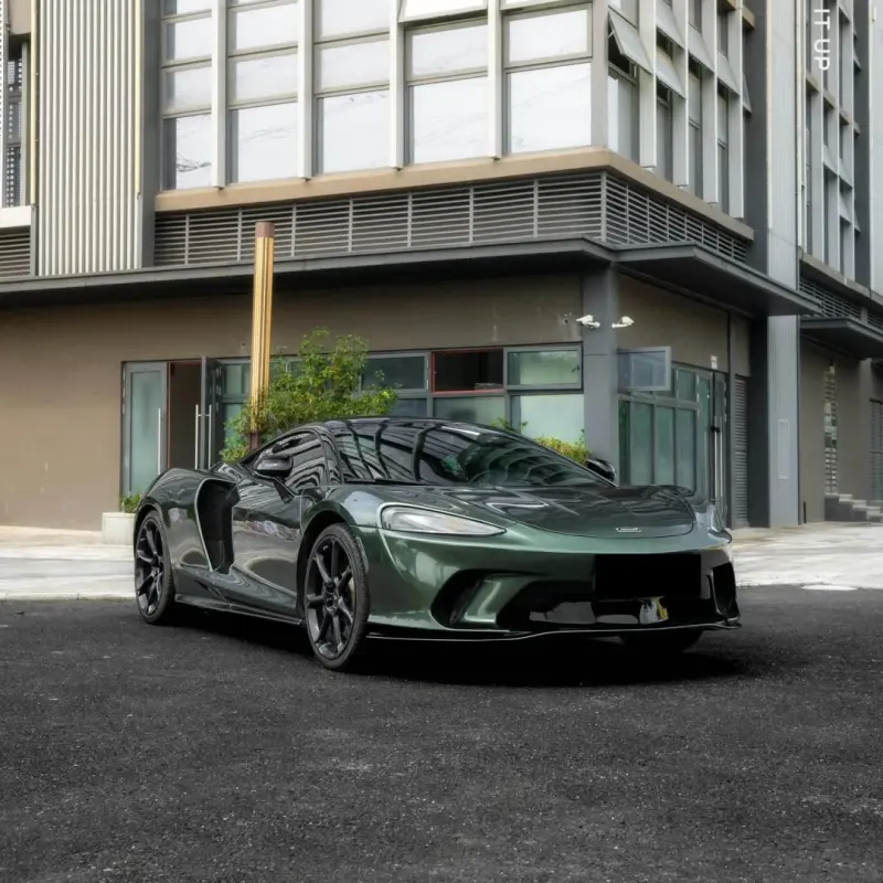 Gloss Metallic Oak Green Car Vinyl Wrap Porsche PET