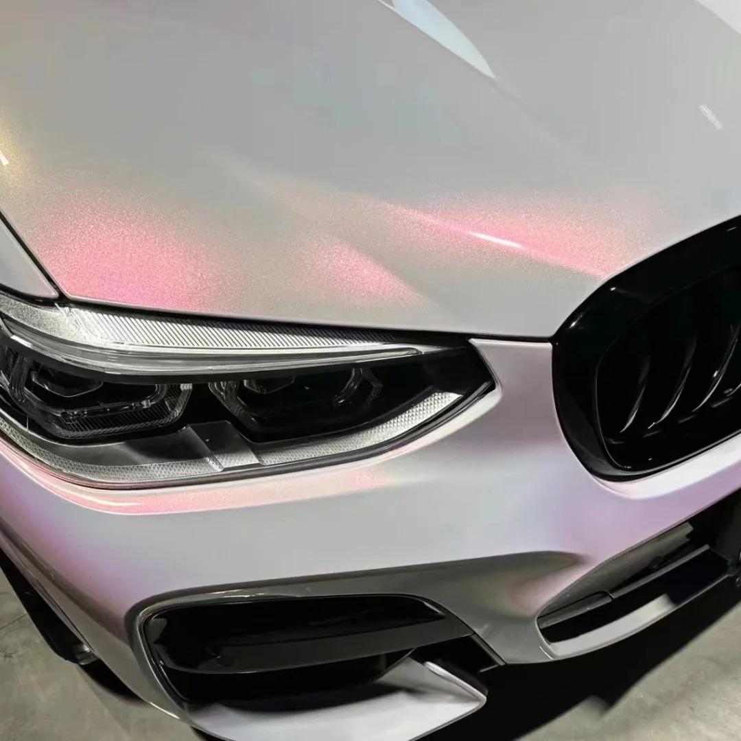 Gloss Starry Pink Gold Car Vinyl Wrap PET