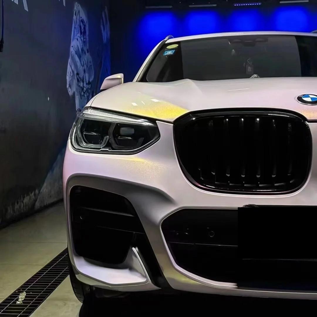 Gloss Starry Pink Gold Car Vinyl Wrap PET