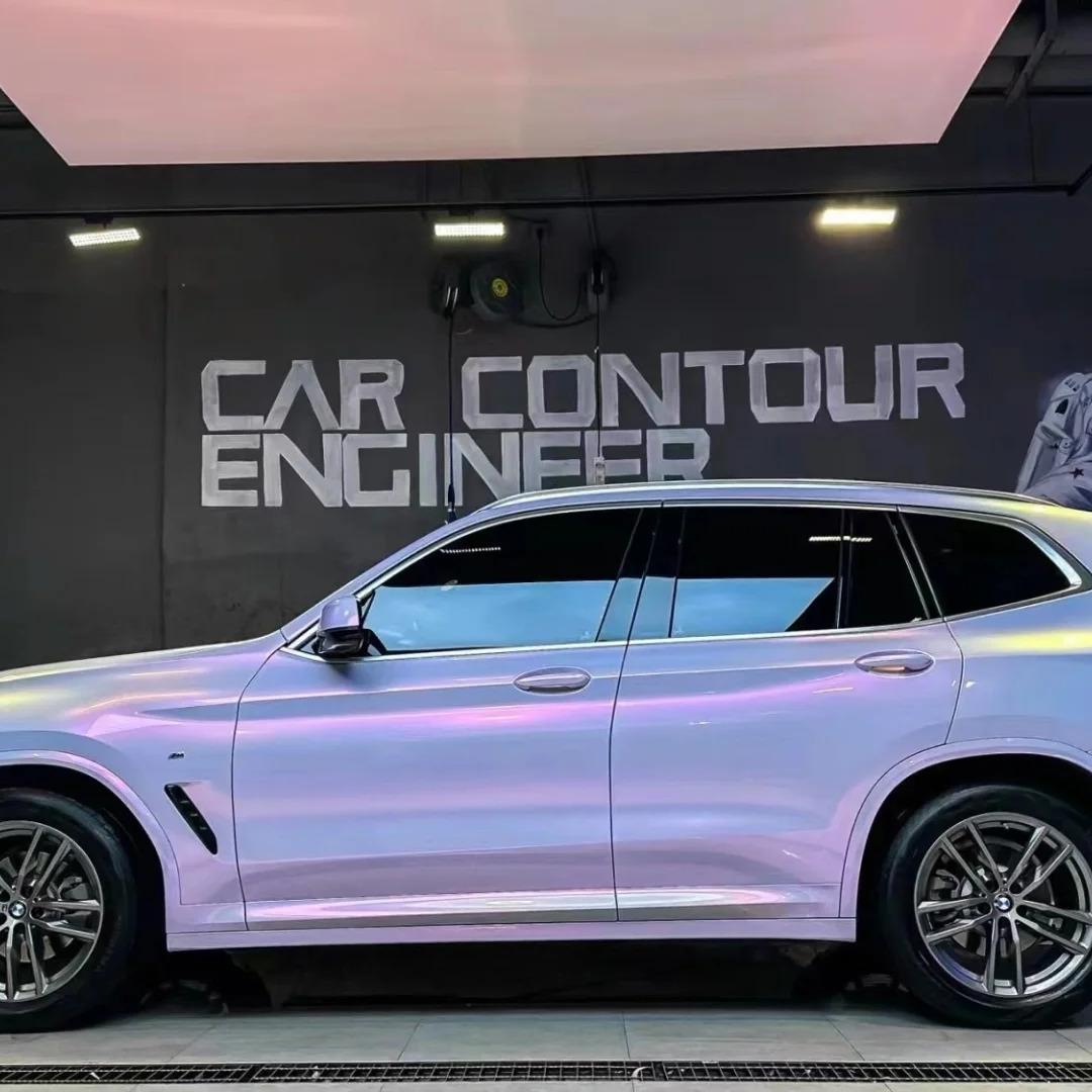 Gloss Starry Pink Gold Car Vinyl Wrap PET