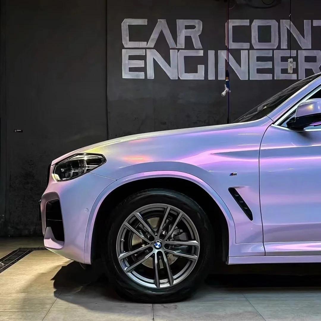 Gloss Starry Pink Gold Car Vinyl Wrap PET