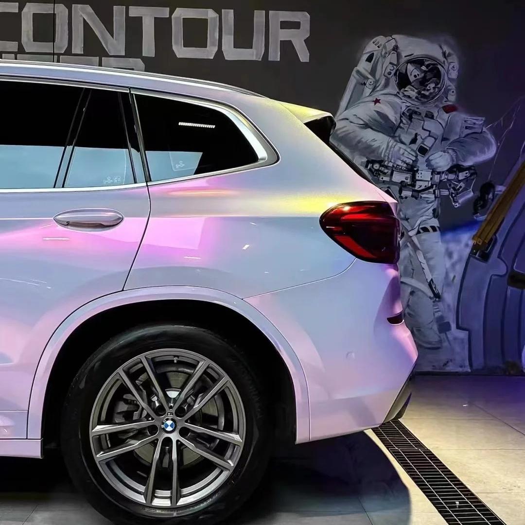 Gloss Starry Pink Gold Car Vinyl Wrap PET