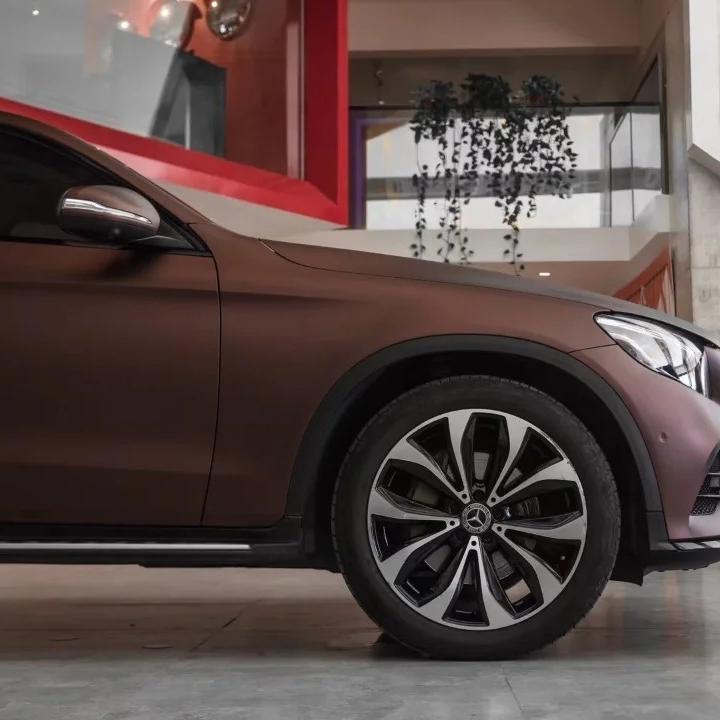 Satin Coffee Brown Car Wrap