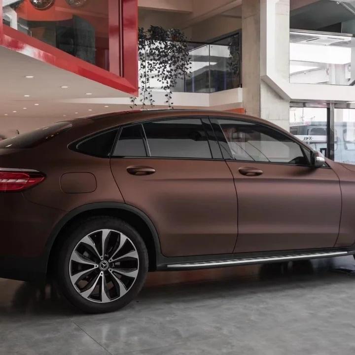 Satin Coffee Brown Car Wrap