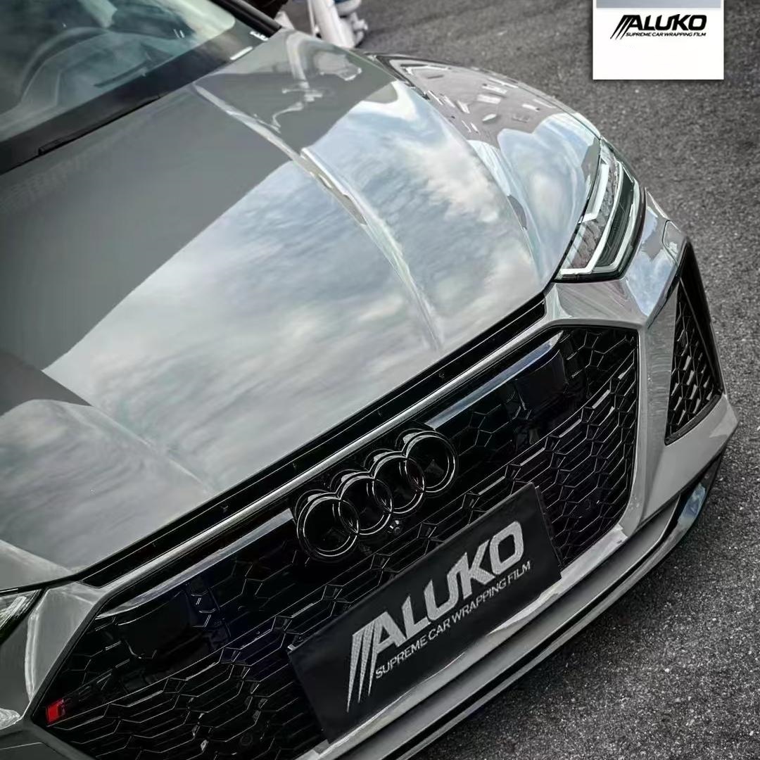 Gloss Nardo Grey Car Vinyl Wrap PET 