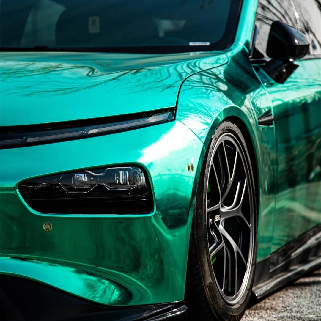 Gloss Mirror Chrome Green Car Vinyl Wrap PET