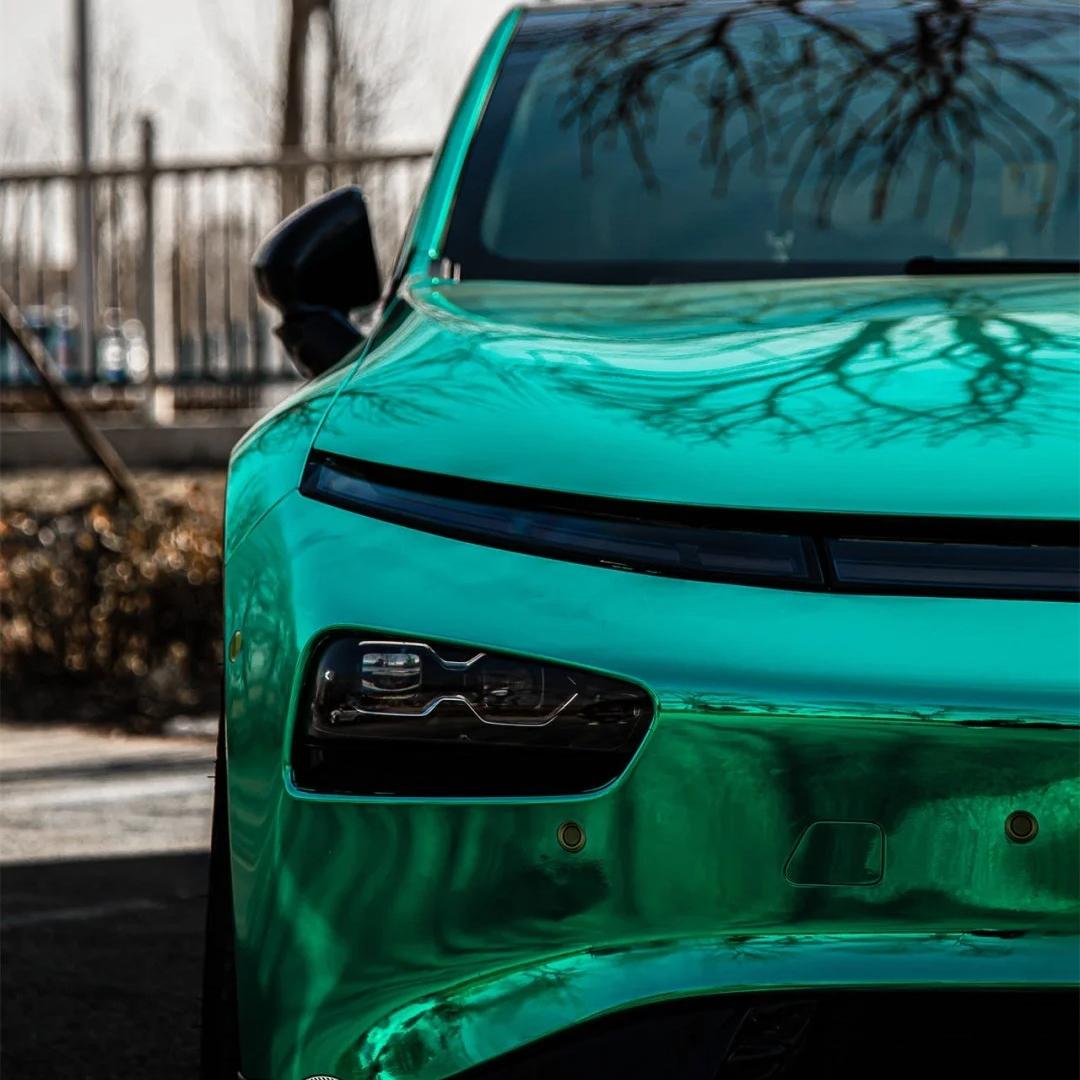 Gloss Mirror Chrome Green Car Vinyl Wrap PET
