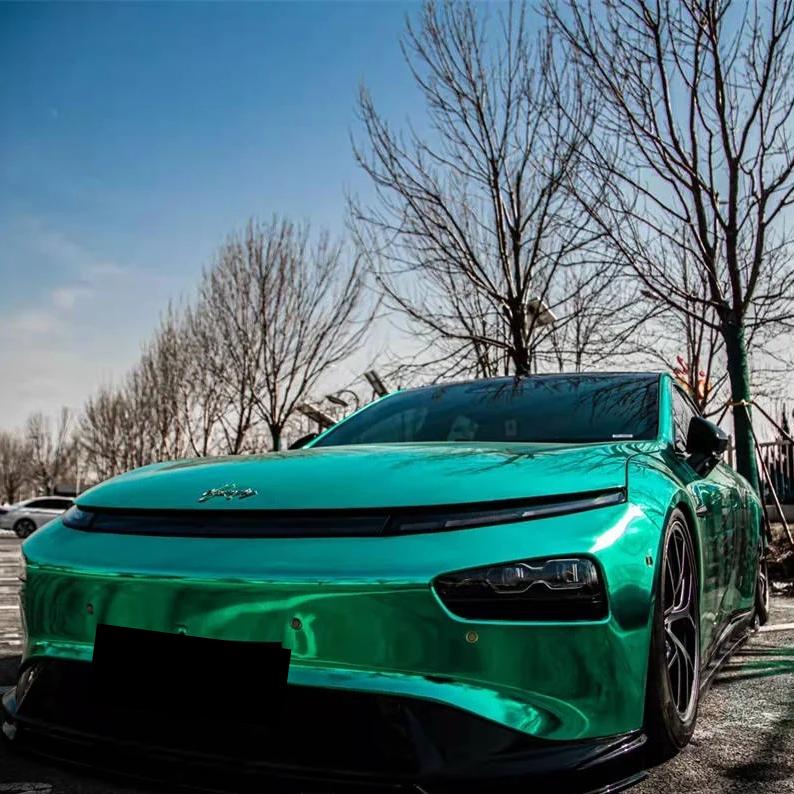 Gloss Mirror Chrome Green Car Vinyl Wrap PET