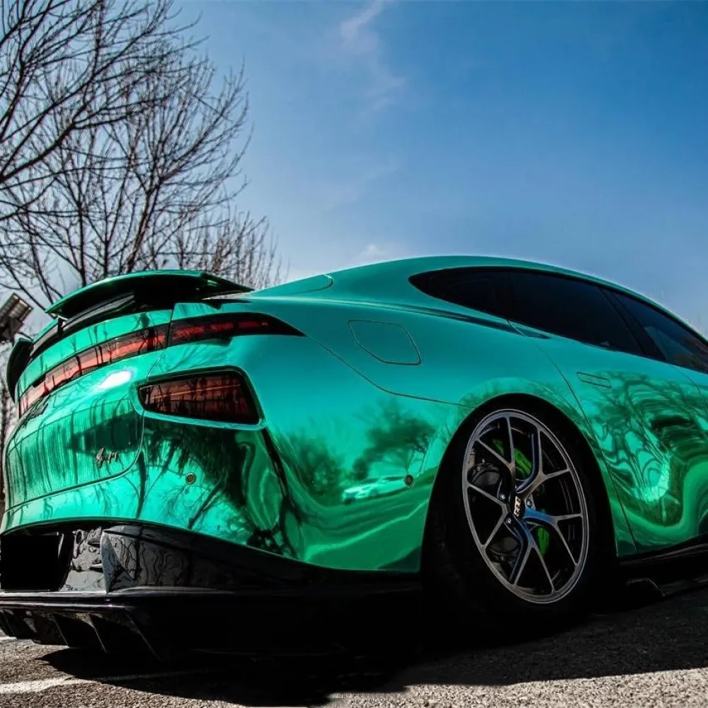 Gloss Mirror Chrome Green Car Vinyl Wrap PET