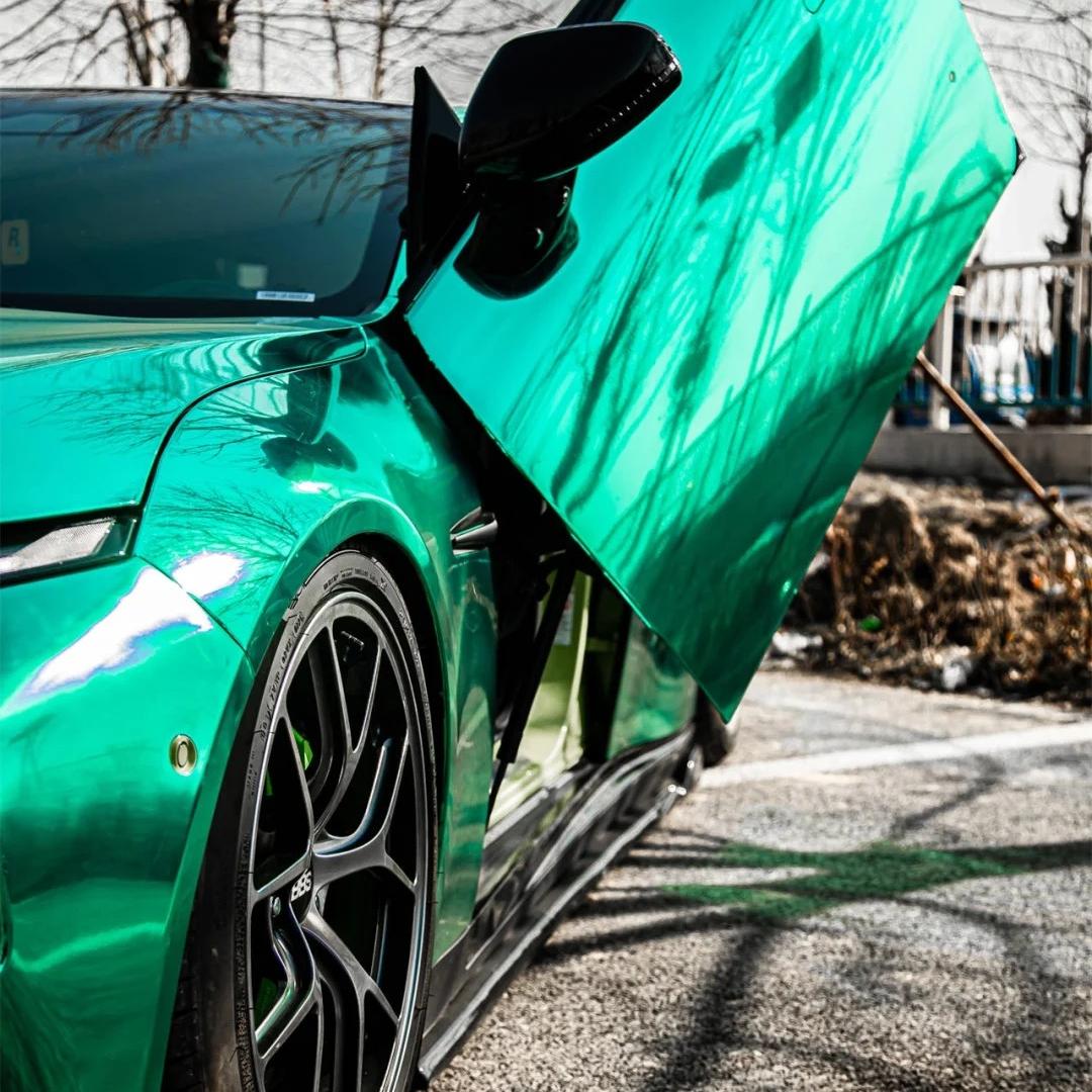 Gloss Mirror Chrome Green Car Vinyl Wrap PET