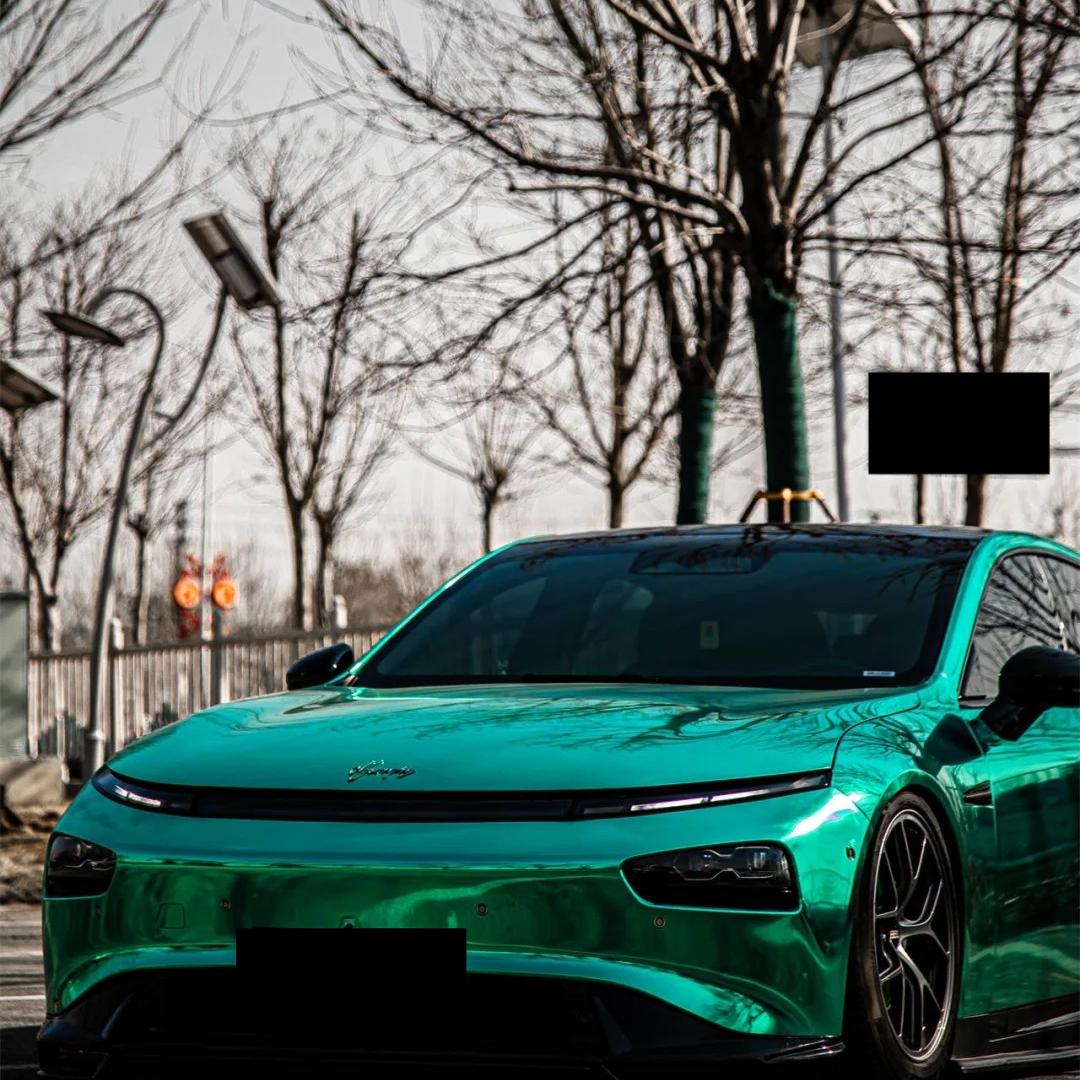 Gloss Mirror Chrome Green Car Vinyl Wrap PET