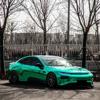 Gloss Mirror Chrome Green Car Vinyl Wrap PET 02